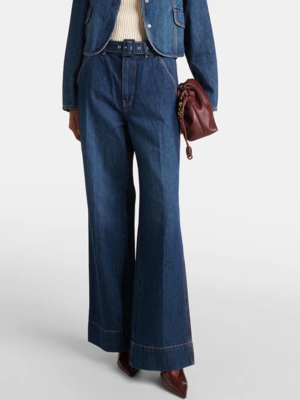 Veronica Beard Taylor High Rise Relaxed Wide Leg Jeans Size 28 in Dusted Oxford